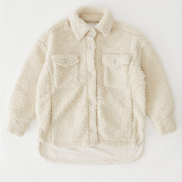 Cream urban outfitters sherpa jacket shirt xs new with tag coat white Palmer - Picture 3 of 5